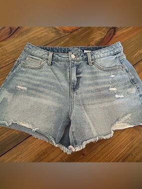 ✨Time and Tru Light Blue Distressed Jean Shorts